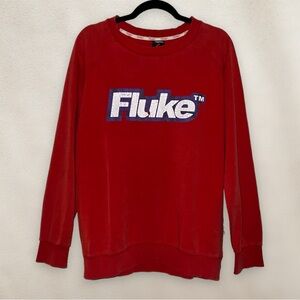 Y2k Fluke Crewneck Sweatshirt Red Pullover Skater Style Spellout Size Large